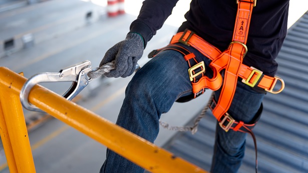 Worker with safety gear