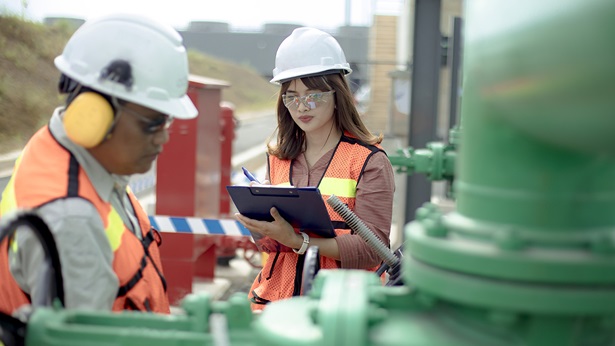 Safety engineers conducting a field inspection