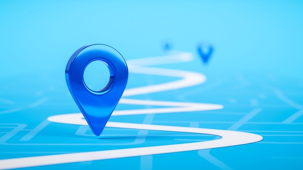 Blue location pin on map