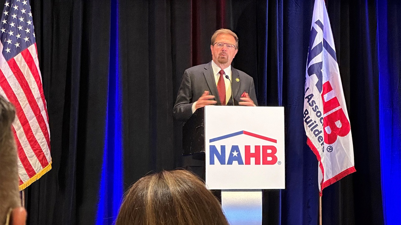 Rep. Chuck Edwards (R-N.C.) addresses NAHB members before they head to Capitol Hill